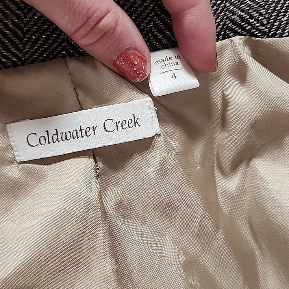 Coldwater Creek Brown Sparkle Fitted Work Business Blazer
